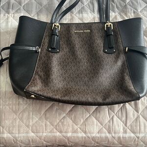 Michael Kors Black and Brown Signature Tote